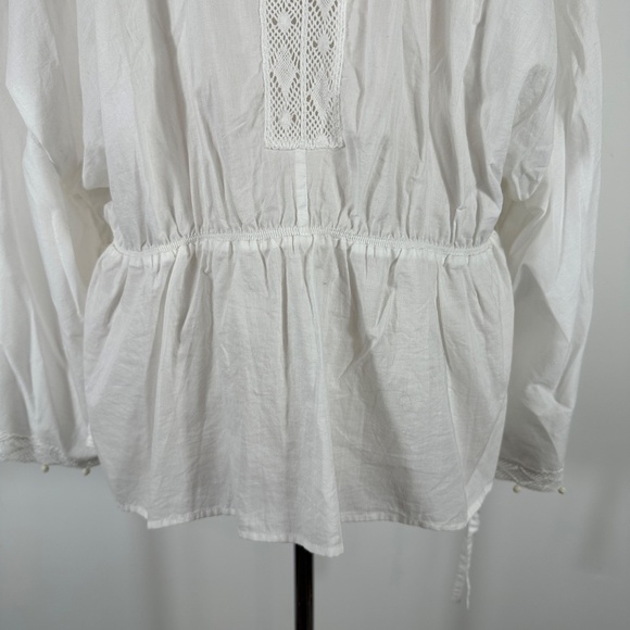 NWT Lane Bryant White Cotton V Neck Blouse Pom Pom Tunic Boho 18/20 - Picture 3 of 14
